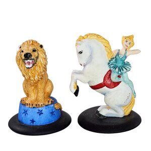 Vintage Circus Museum Of Vienna Lion Lady On Horse Porcelain Figurines FLAW